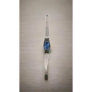 Seiko Ladies Vintage Manual Wind Watch 17J Blue Dial Oval 11-8309 Small Wrist 5"